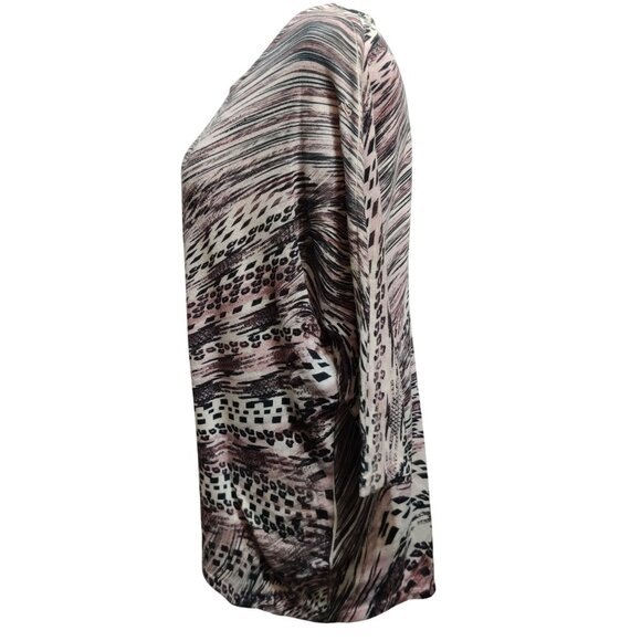 CJ Banks Plus Size 1X Abstract Beaded Tunic Top Batwing Sleeve Stretch Blouse - Picture 10 of 11